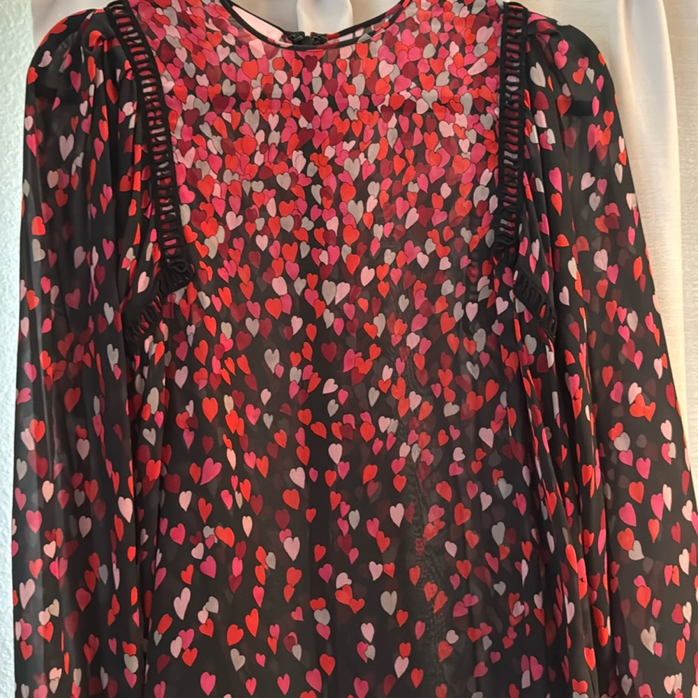 Giamba Paris Black, White and Red Sheer Long Sleeve Hearts size 38